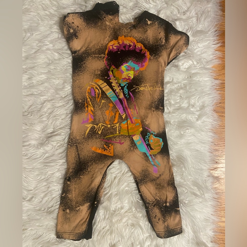 Upcycled Jimi Hendrix Band Tee Romper.